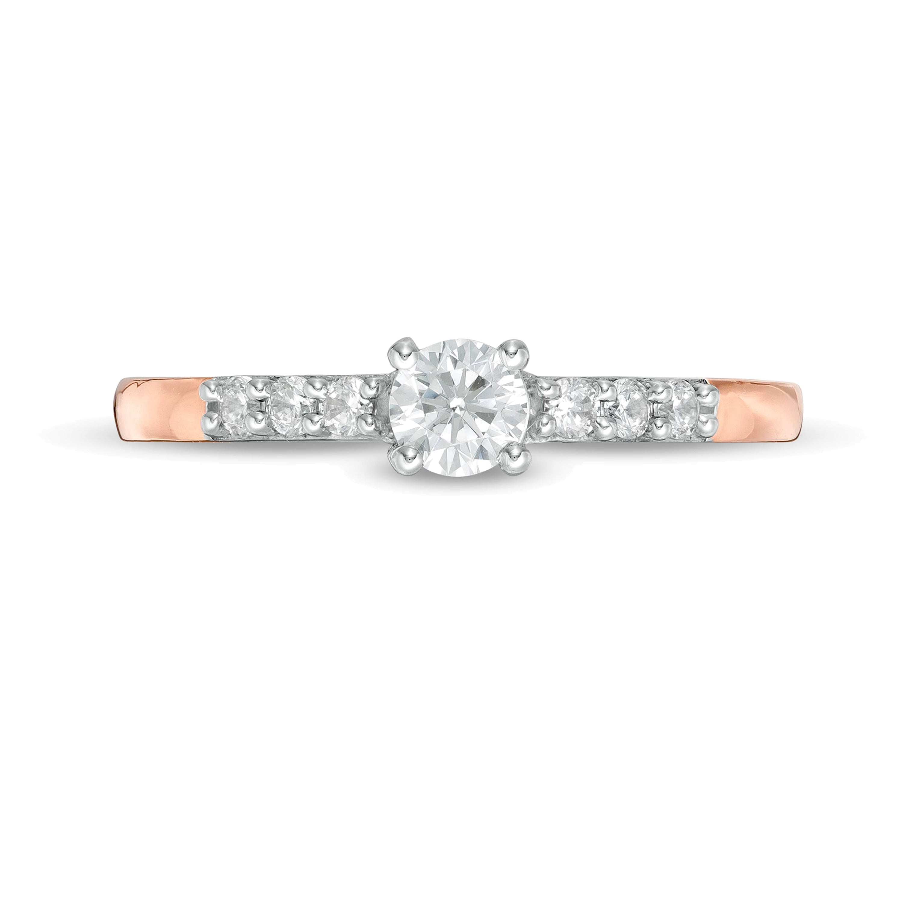 0.33 CT. Gesamtgewicht Diamant Verlobungsring als Solitär mit seitlichem Besatz in 10K Roségold