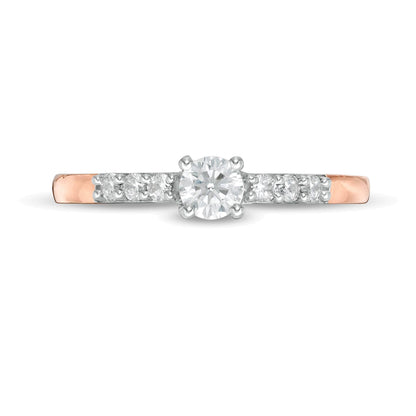 0.33 CT. Gesamtgewicht Diamant Verlobungsring als Solitär mit seitlichem Besatz in 10K Roségold
