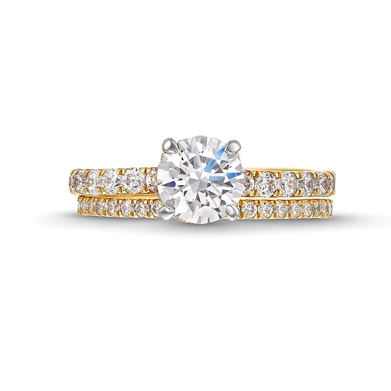 1,75 ct. Gesamtgewicht Labordiamant Brautset in 14K Gelbgold (F/SI2)