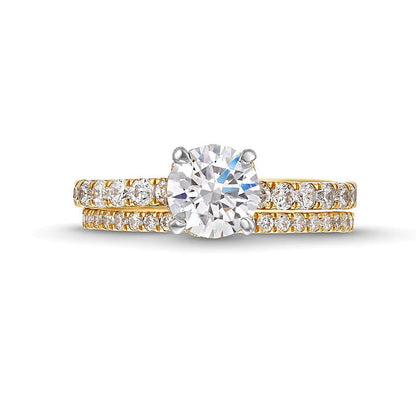 1,75 ct. Gesamtgewicht Labordiamant Brautset in 14K Gelbgold (F/SI2)