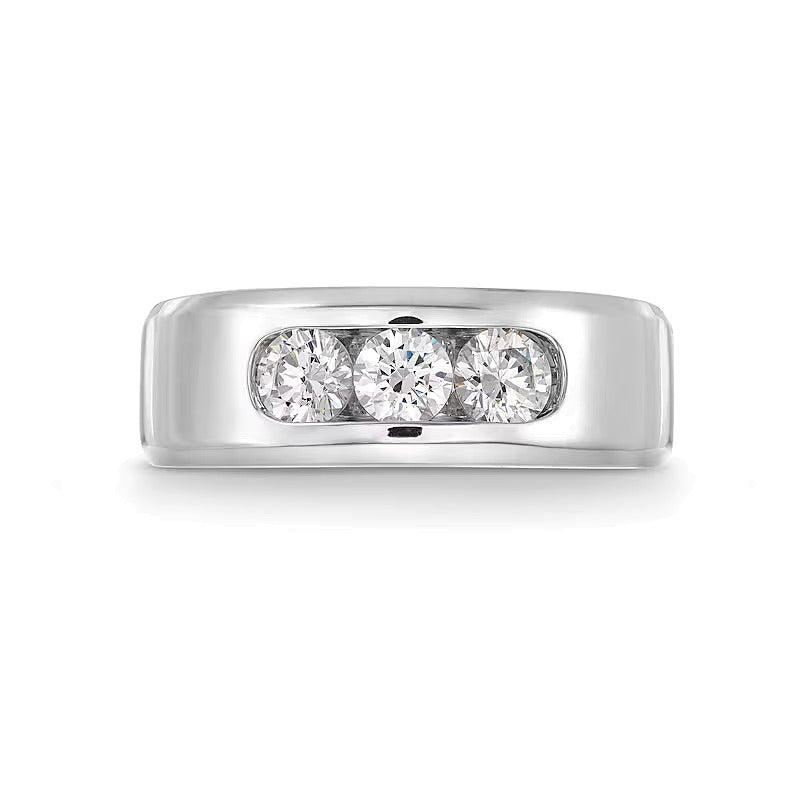 1,0 ct. Gesamtgewicht Dreistein-Ring mit Labordiamanten in 10K Weißgold (I/SI2)