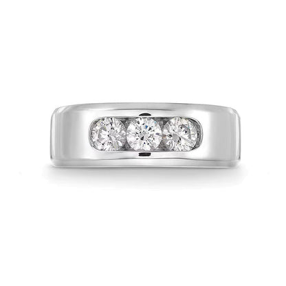 1,0 ct. Gesamtgewicht Dreistein-Ring mit Labordiamanten in 10K Weißgold (I/SI2)