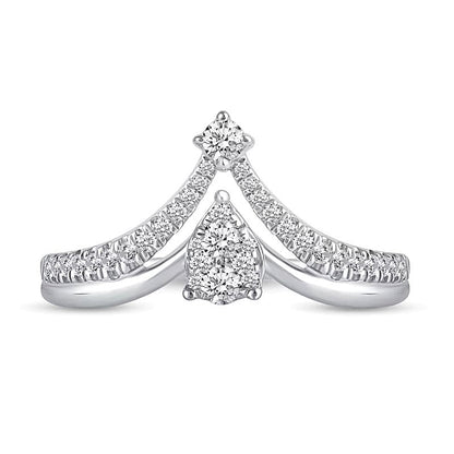 0.38 ct. Gesamtgewicht Fashion-Ring mit Diamanten in Tropfen- und rundem Schliff in 14K Weißgold