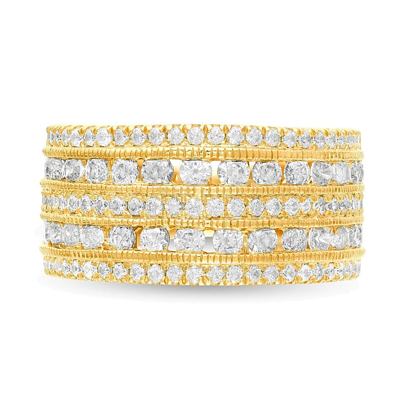 Verlobungsring mit Diamanten 2.0 ct. Gesamtgewicht, mehrreihig im Vintage-Stil, in 10K Gelbgold