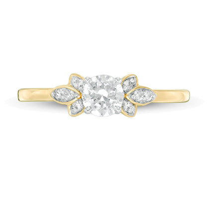 0.38 ct. Gesamtgewicht Diamant Solitär mit seitlichem Besatz Verlobungsring in 10K Gelbgold