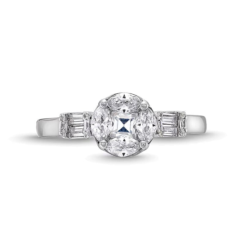Verlobungsring Komposit mit Diamanten 1.0 ct. Gesamtgewicht in 10K Weißgold