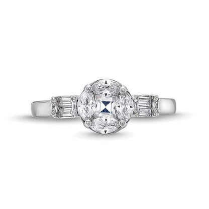 Verlobungsring Komposit mit Diamanten 1.0 ct. Gesamtgewicht in 10K Weißgold