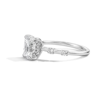 1,75 CT. Gesamtgewicht Verlobungsring mit Labordiamant im Radiant-Schliff, Solitär mit seitlichem Besatz, in 14K Weißgold (F/VS2)