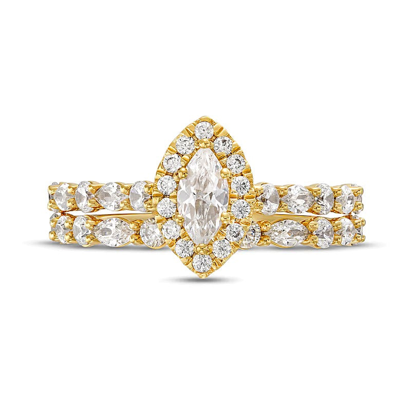 Braut-Set mit Diamanten im Marquise-Schliff 1.5 ct. Gesamtgewicht in 14K Gelbgold (I/I1)