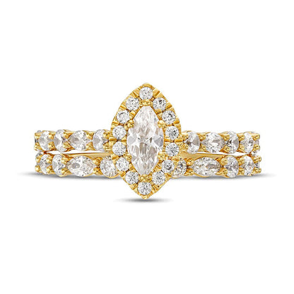 Braut-Set mit Diamanten im Marquise-Schliff 1.5 ct. Gesamtgewicht in 14K Gelbgold (I/I1)