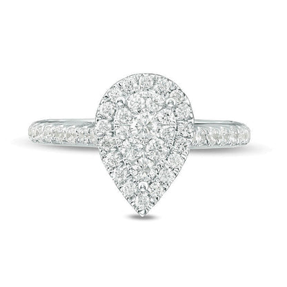 0,75 ct. Gesamtgewicht Komposit-Diamant Verlobungsring tropfenförmig in 10K Weißgold