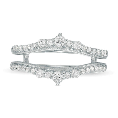0.5 ct. Gesamtgewicht Diamant Solitär-Enhancer im Vintage-Stil mit Krone in 10K Weißgold