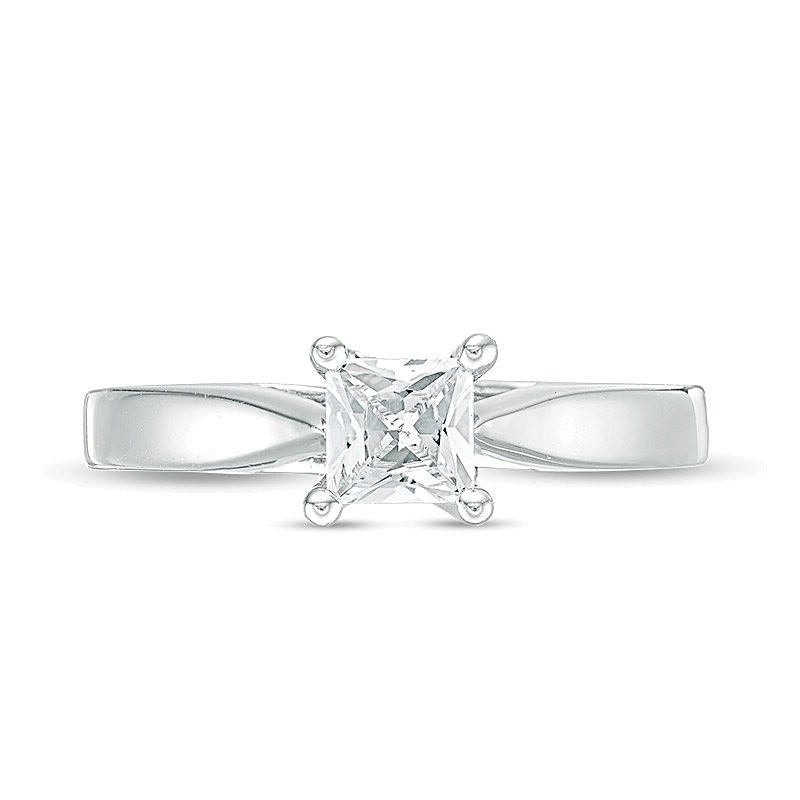 0,5 CT. Diamant-Solitär Verlobungsring im Princess-Schliff in 14K Weißgold (I/I1)