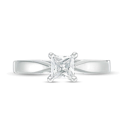 0,5 CT. Diamant-Solitär Verlobungsring im Princess-Schliff in 14K Weißgold (I/I1)