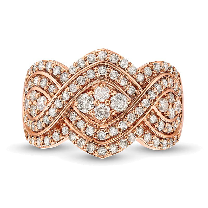 1.0 CT. Gesamtgewicht Diamant-Ring mit Infinity-Geflecht in 10K Roségold