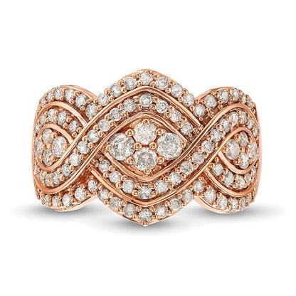1.0 CT. Gesamtgewicht Diamant-Ring mit Infinity-Geflecht in 10K Roségold