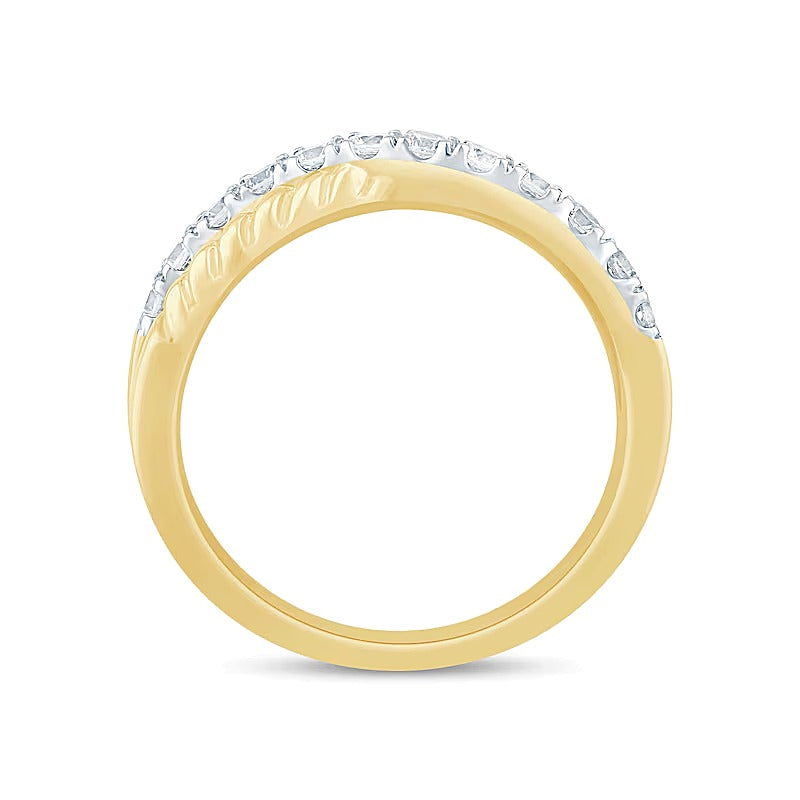 0.5 CT. Gesamtgewicht Labordiamant Rope Criss-Cross Ring in 14K Gelbgold (F/SI2)