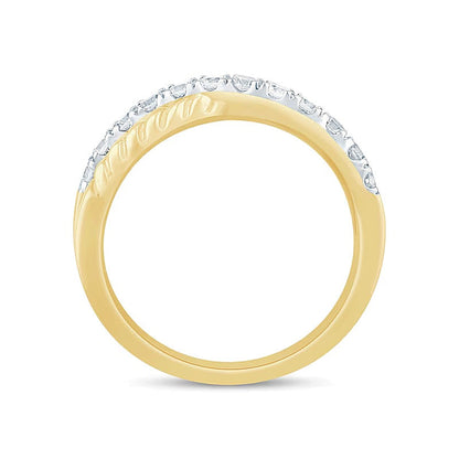 0.5 CT. Gesamtgewicht Labordiamant Rope Criss-Cross Ring in 14K Gelbgold (F/SI2)