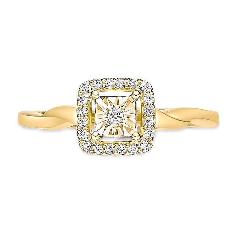 Halo-Ring mit weißen Diamanten in rund und Kissenschliff aus 18K Weißgold für Damen