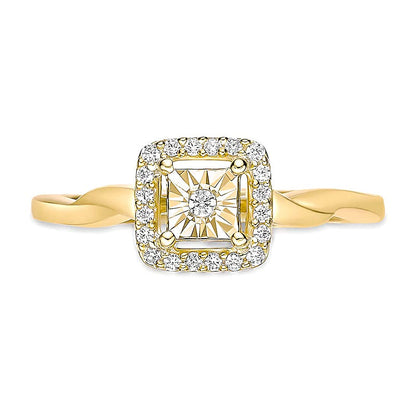 Halo-Ring mit weißen Diamanten in rund und Kissenschliff aus 18K Weißgold für Damen