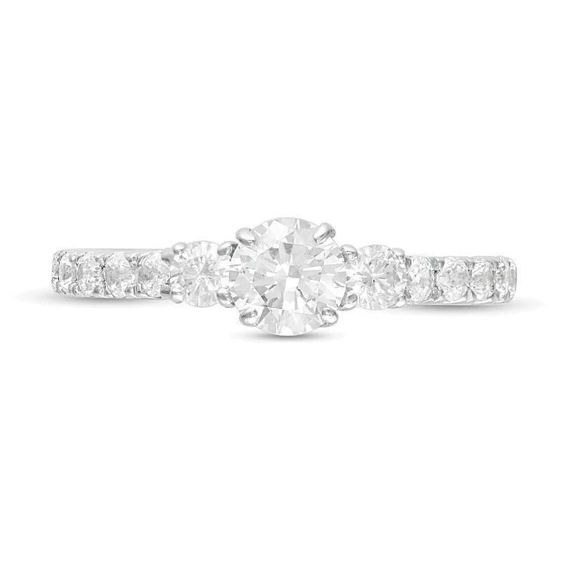 1.0 CT. TW Dreistein-Verlobungsring mit Diamanten in 14K Weißgold