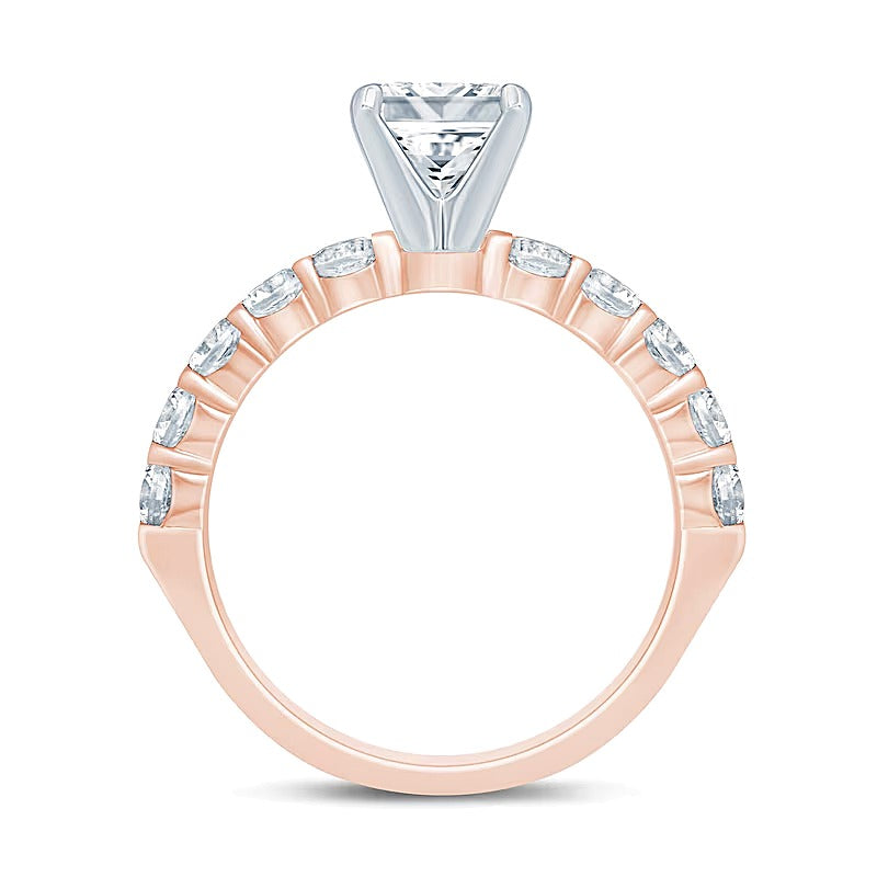 2.0 ct. Gesamtgewicht Diamant-Verlobungsring im Princess-Schliff in 14K Roségold (I/I2)