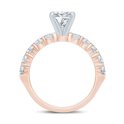 2.0 ct. Gesamtgewicht Diamant-Verlobungsring im Princess-Schliff in 14K Roségold (I/I2)