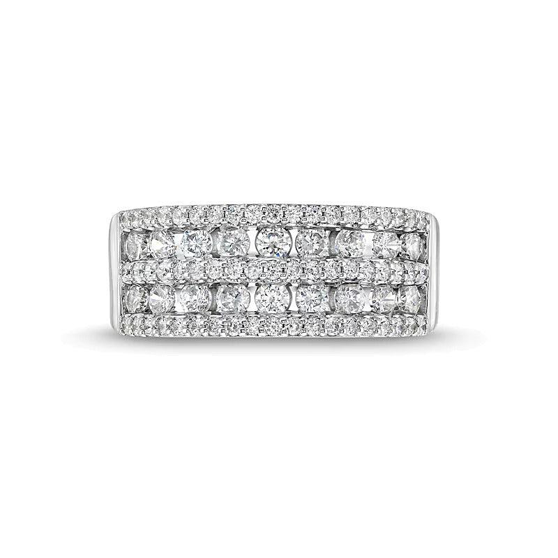 Mehrreihiger Ring mit Diamanten 1.0 ct. Gesamtgewicht in 10K Weißgold