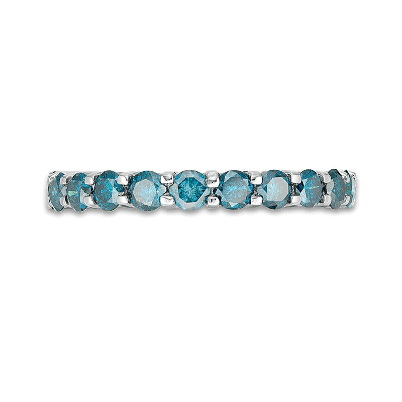 1.0 ct. Gesamtgewicht behandelter blauer Diamant Memoire-Ring in 14K Weißgold