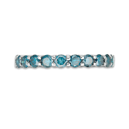 1.0 ct. Gesamtgewicht behandelter blauer Diamant Memoire-Ring in 14K Weißgold