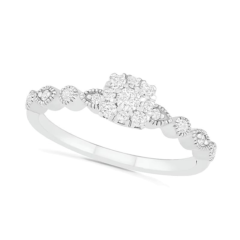 0,38 ct. Gesamtgewicht Komposit-Diamant Brautset im Vintage-Stil in 10K Weißgold