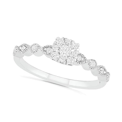 0,38 ct. Gesamtgewicht Komposit-Diamant Brautset im Vintage-Stil in 10K Weißgold