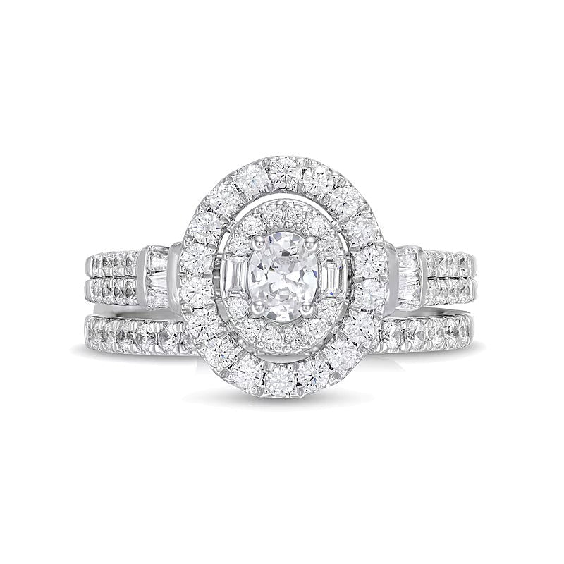 1.0 CT. TW Braut-Set mit Diamanten in Oval- und Rundschliff in 10K Weißgold