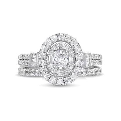 1.0 CT. TW Braut-Set mit Diamanten in Oval- und Rundschliff in 10K Weißgold