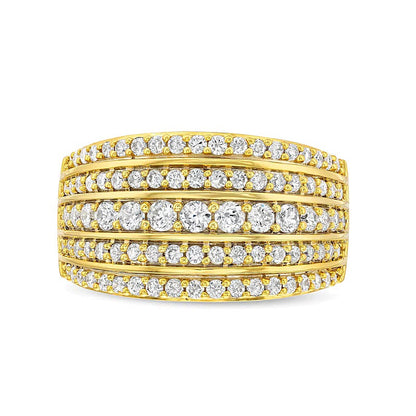 Mehrreihiger Stack-Ring mit Diamanten 1.0 ct. Gesamtgewicht in 10K Gelbgold
