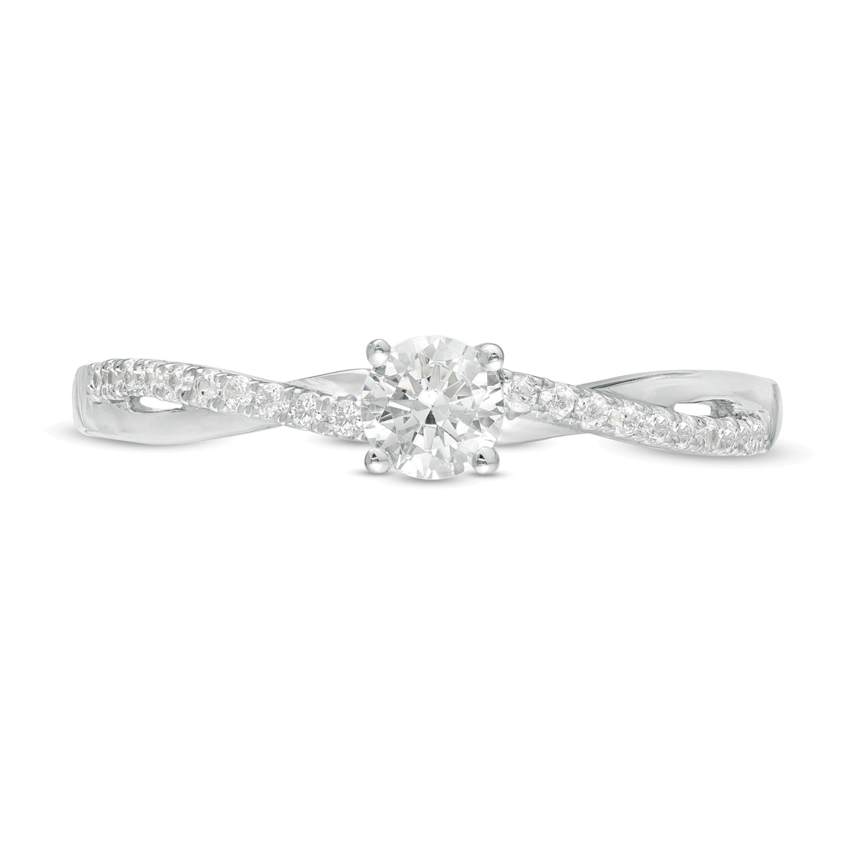 0.33 ct. Gesamtgewicht Diamant Solitär mit seitlichem Besatz Verlobungsring in 10K Weißgold