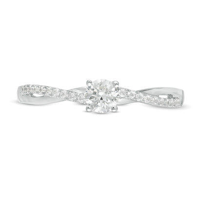 0.33 ct. Gesamtgewicht Diamant Solitär mit seitlichem Besatz Verlobungsring in 10K Weißgold