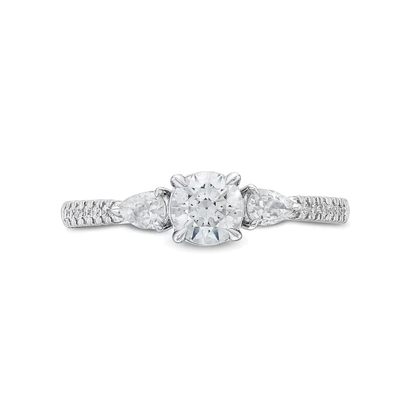 0.75 ct. Gesamtgewicht Multi-Diamant Dreistein-Verlobungsring in 10K Weißgold