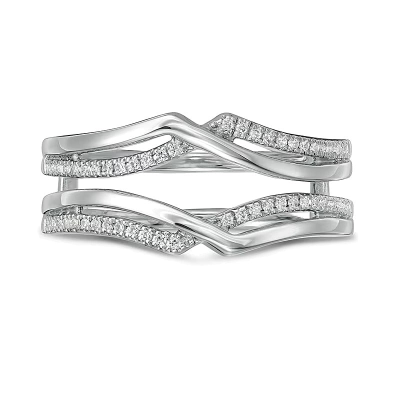 0.13 CT. Gesamtgewicht Diamant Solitär-Enhancer mit Crossover-Design in 14K Weißgold