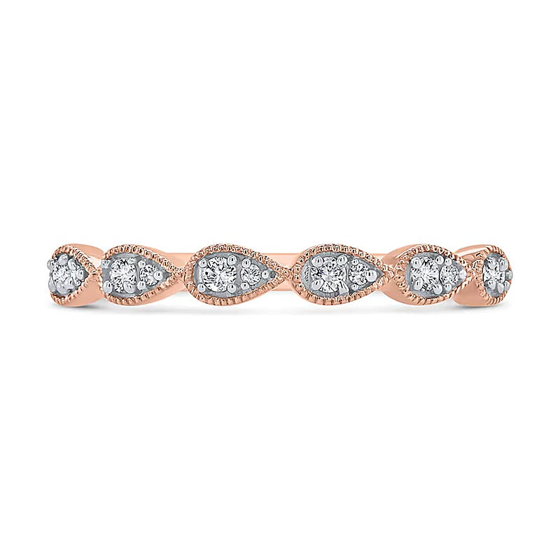 0.1 ct. Gesamtgewicht Diamant-Ring im Vintage-Stil mit Tropfenschliff in 10K Roségold