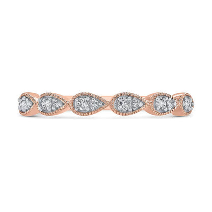 0.1 ct. Gesamtgewicht Diamant-Ring im Vintage-Stil mit Tropfenschliff in 10K Roségold