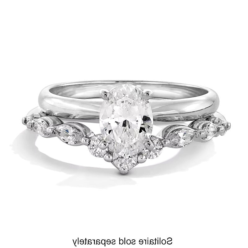 0.38 ct. Gesamtgewicht Marquise- und Rundschliff Labordiamant Konturring in 14K Weißgold (F/VS2)