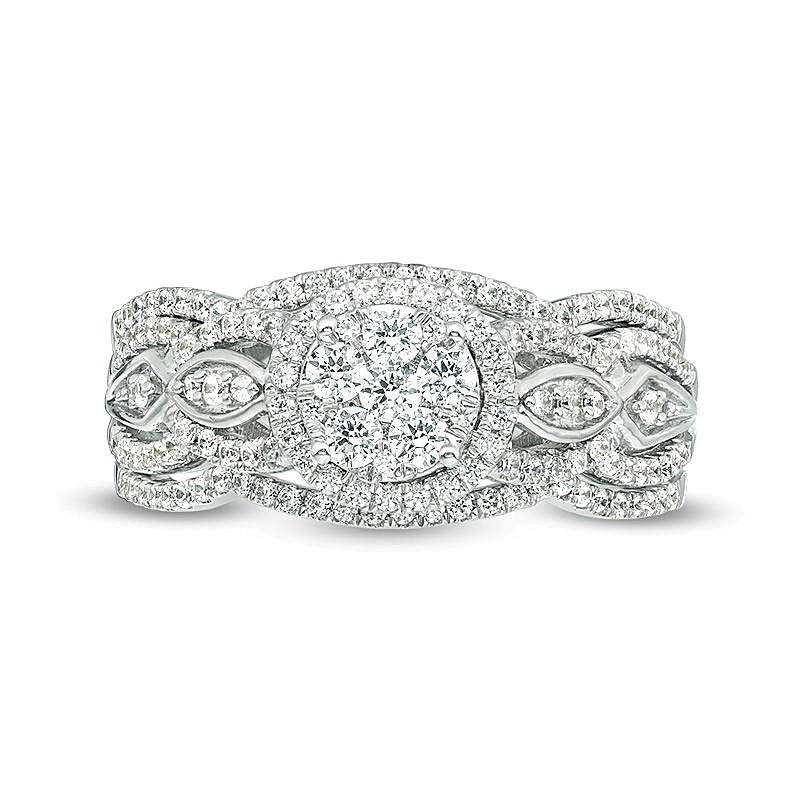 Braut-Set mit Komposit-Diamantrahmen 0,75 ct. Gesamtgewicht in 10K Weißgold