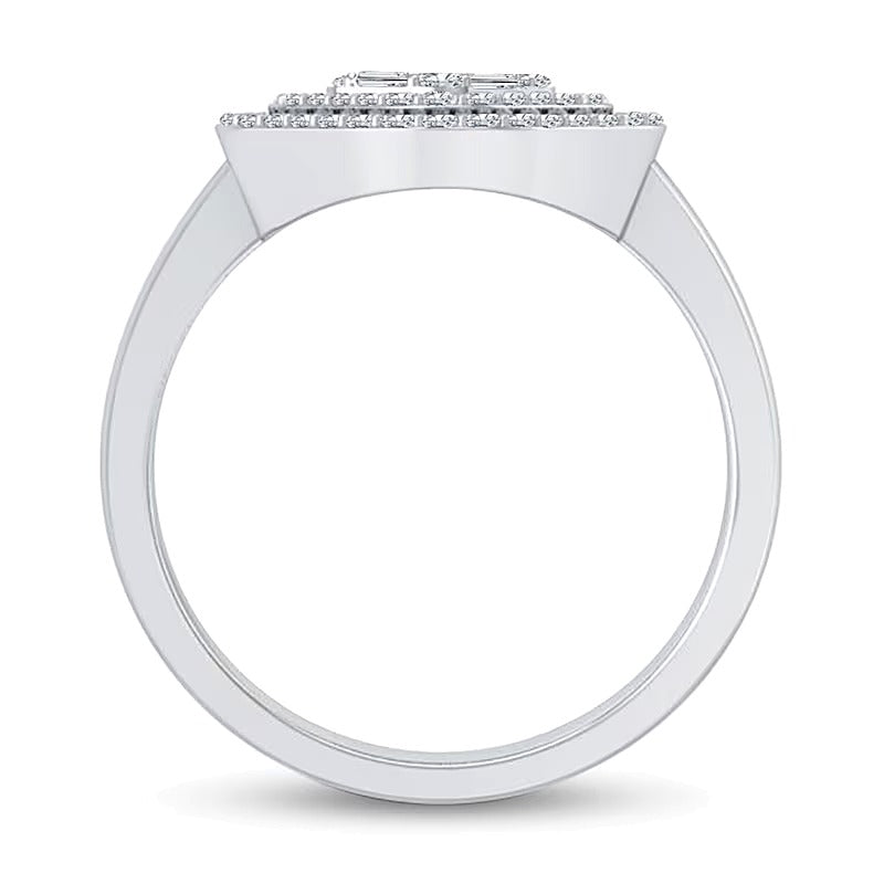 0.33 ct. Gesamtgewicht Fashion-Ring mit Diamanten in Princess-, rundem und Baguette-Schliff in 10K Weißgold