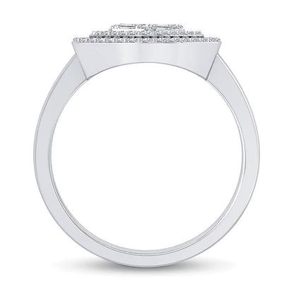 0.33 ct. Gesamtgewicht Fashion-Ring mit Diamanten in Princess-, rundem und Baguette-Schliff in 10K Weißgold