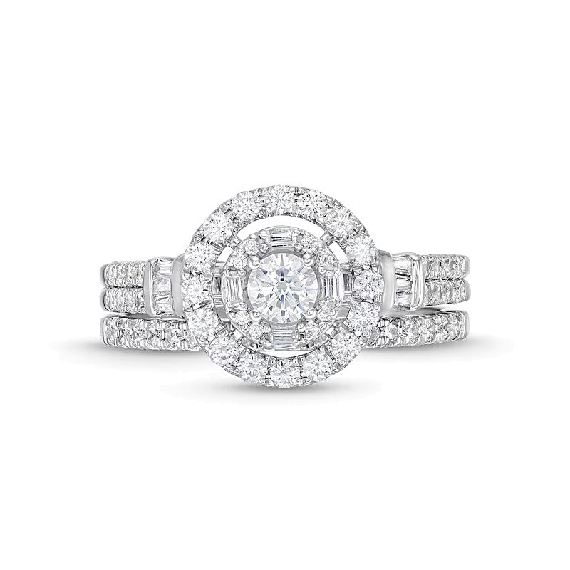 1.0 ct. Gesamtgewicht Diamant Brautset zweireihig in 10K Weißgold