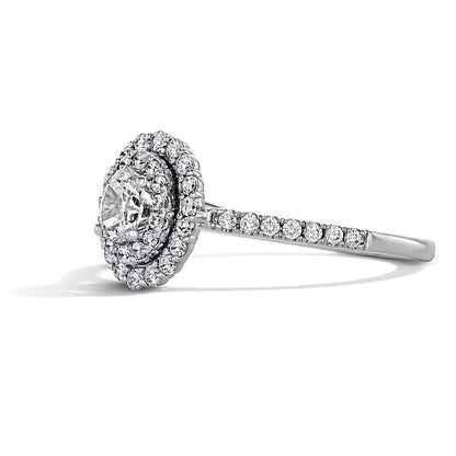 0.5 CT. Gesamtgewicht Freundschaftsring mit ovalem Labordiamant und doppeltem Halo in 10K Weißgold (F/SI2)