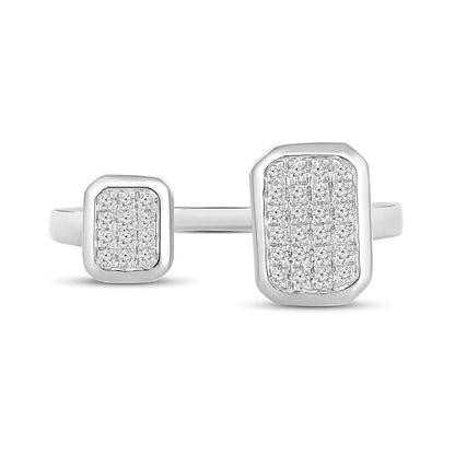 0.17 ct. Gesamtgewicht achteckiger Multi-Diamant Ring mit offener Schiene in 10K Weißgold
