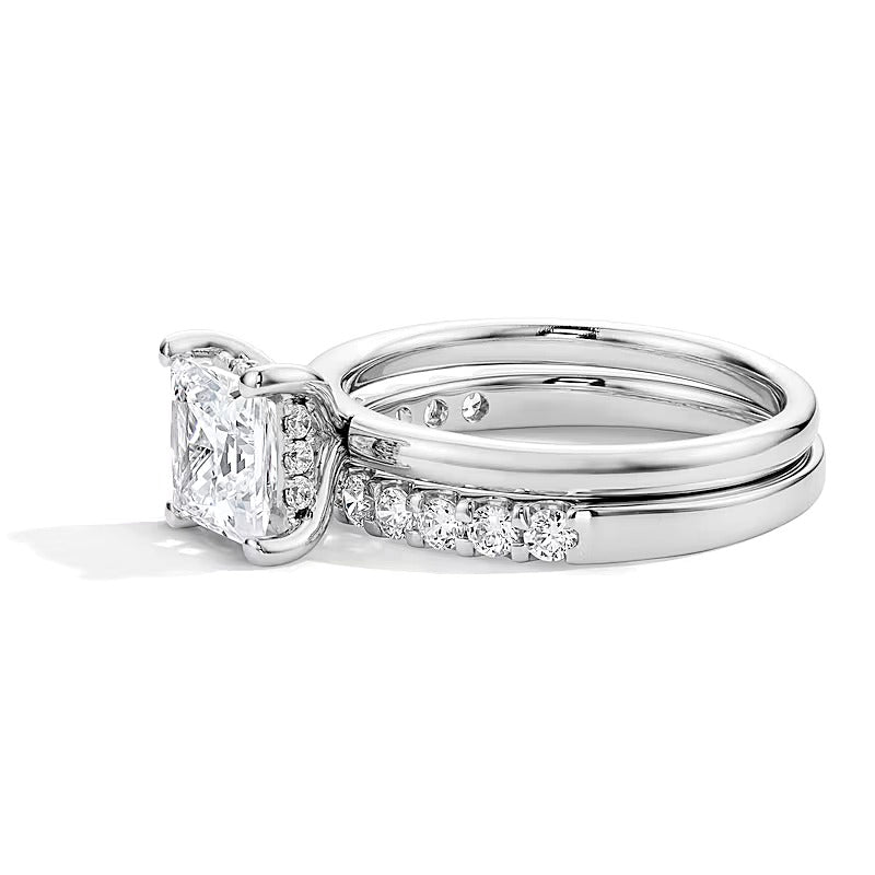 2.0 ct. Gesamtgewicht Braut-Set mit Labordiamanten im Princess- und Rundschliff in 14K Weißgold (F/VS2)