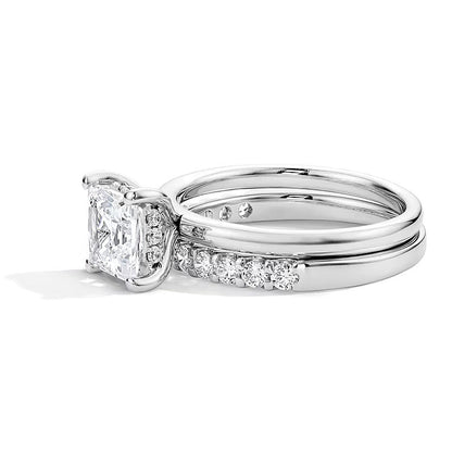 2.0 ct. Gesamtgewicht Braut-Set mit Labordiamanten im Princess- und Rundschliff in 14K Weißgold (F/VS2)